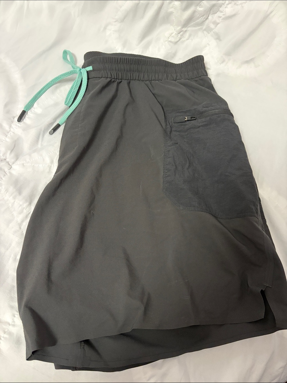 lululemon athletica Men's Black Athletic Shorts with Mint Drawcord
